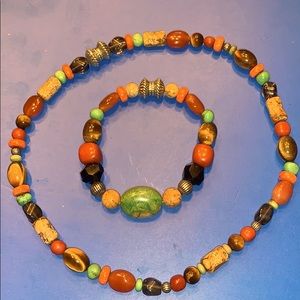 Sterling silver multi color bead necklace bracelet